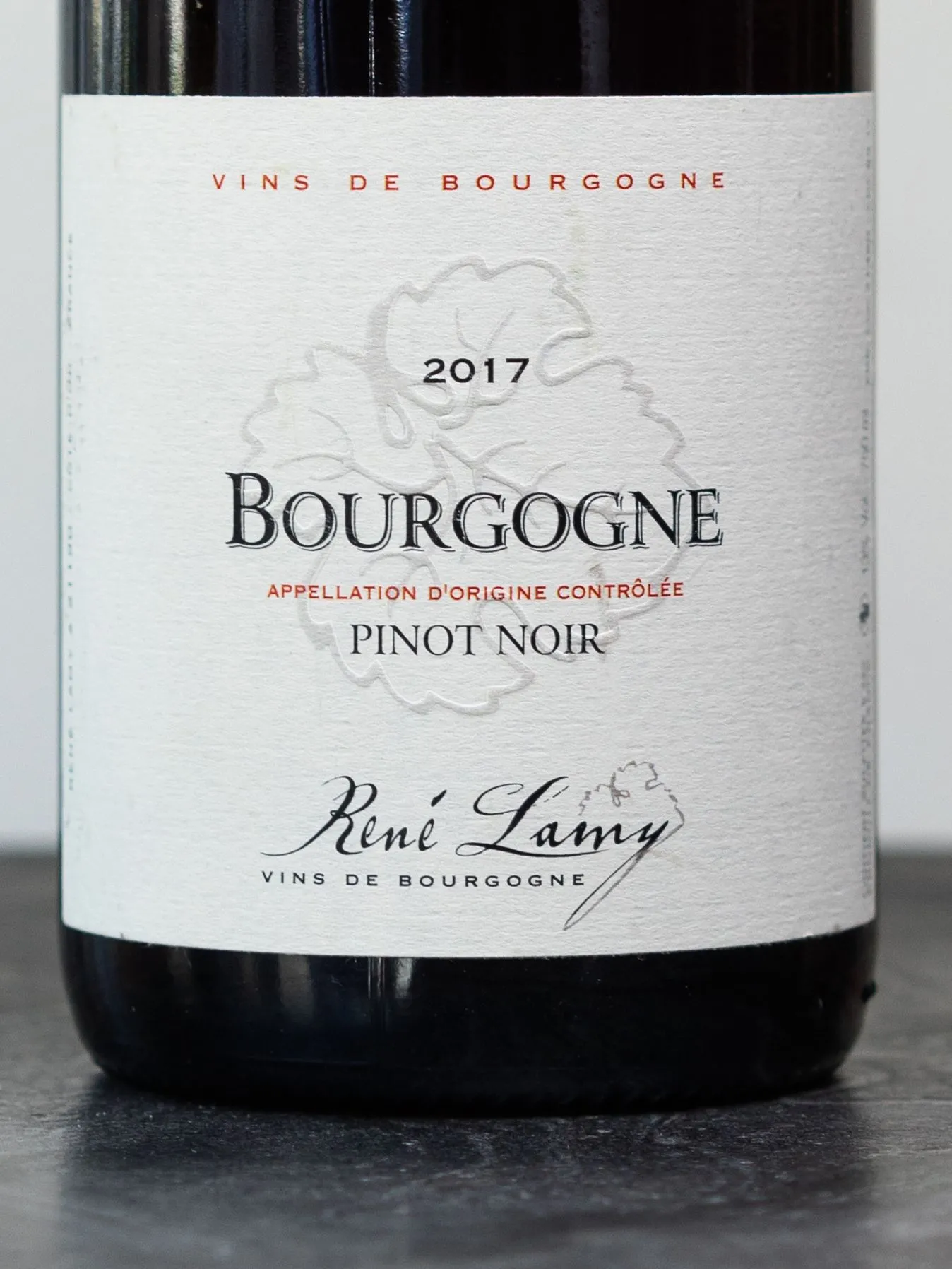 Этикетка Rene Lamy Bourgogne Pinot Noir / Рене Лами Пино Нуар